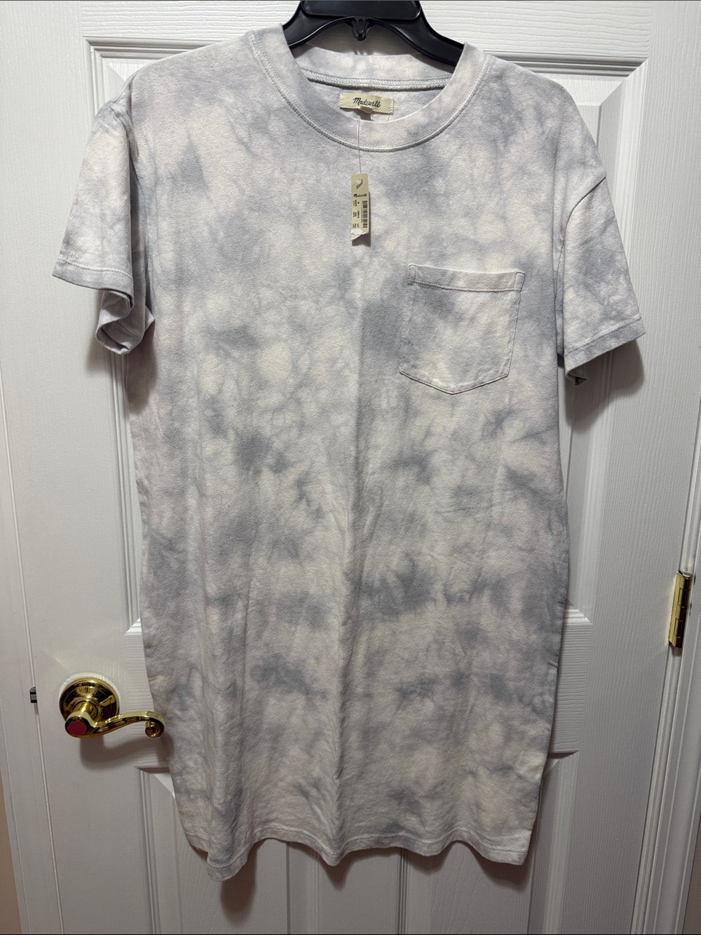 Madewell Women's Short Sleeve Tie-Dye Crewneck Tee Dress - White/Gray